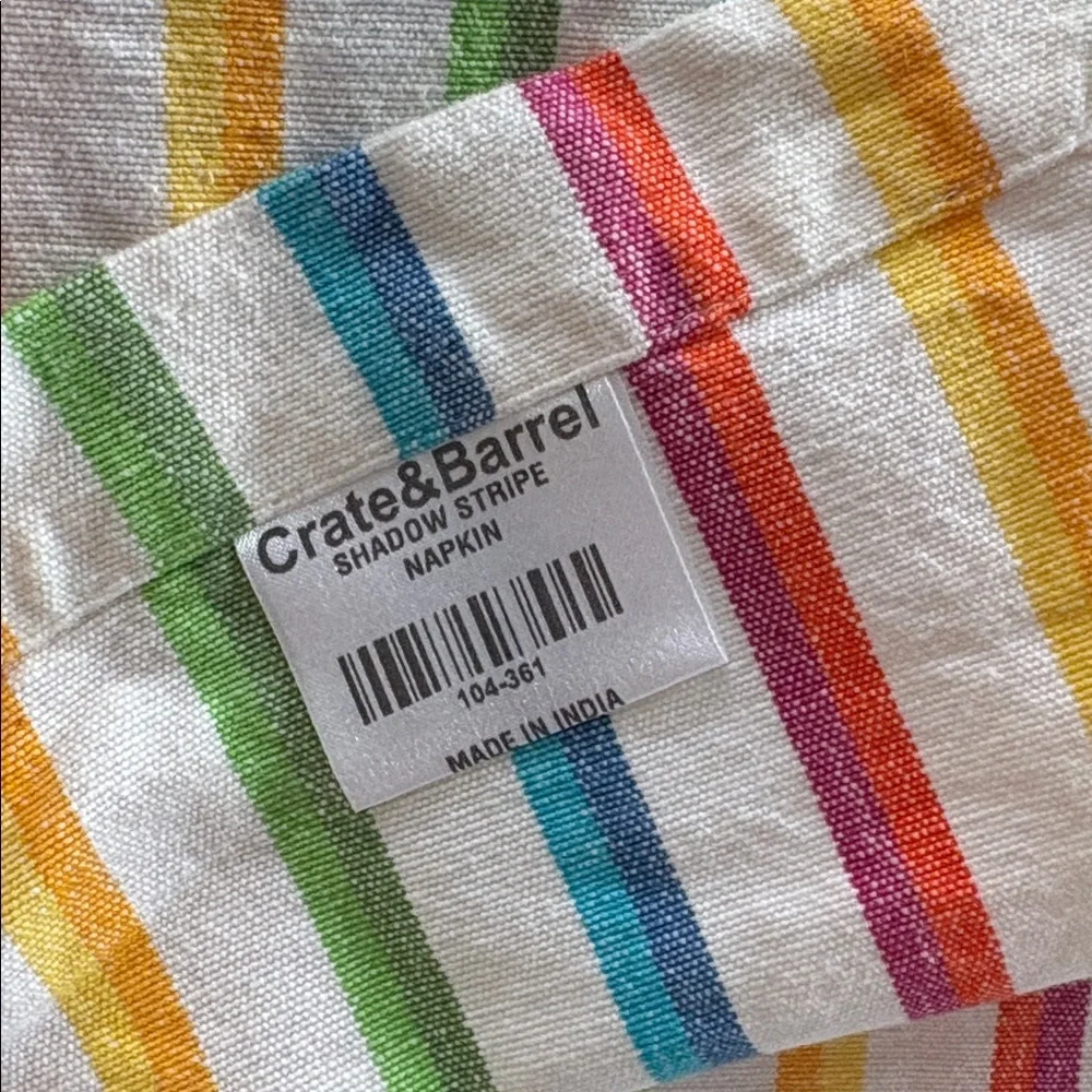 Crate&Barrel Multicolor Striped 7 Napkins Shadow Stripe